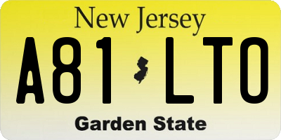 NJ license plate A81LTO