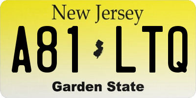 NJ license plate A81LTQ