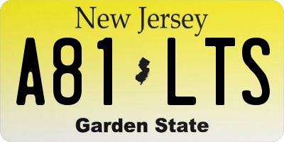 NJ license plate A81LTS