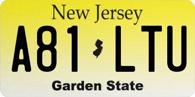 NJ license plate A81LTU