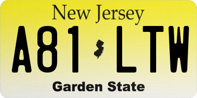 NJ license plate A81LTW