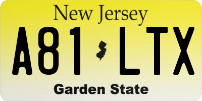NJ license plate A81LTX