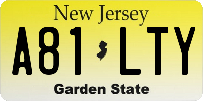 NJ license plate A81LTY
