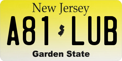 NJ license plate A81LUB