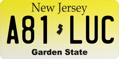 NJ license plate A81LUC