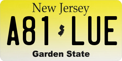 NJ license plate A81LUE