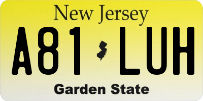 NJ license plate A81LUH