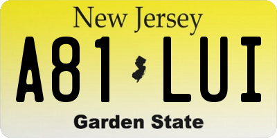 NJ license plate A81LUI