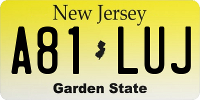 NJ license plate A81LUJ