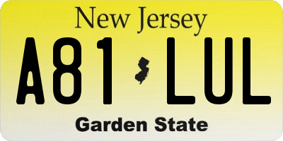 NJ license plate A81LUL