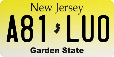 NJ license plate A81LUO