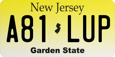 NJ license plate A81LUP