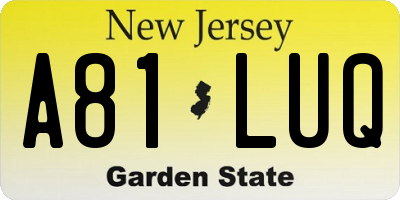 NJ license plate A81LUQ