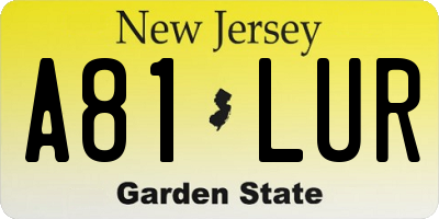 NJ license plate A81LUR