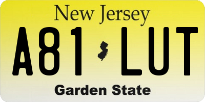 NJ license plate A81LUT