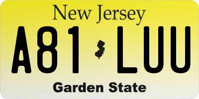 NJ license plate A81LUU