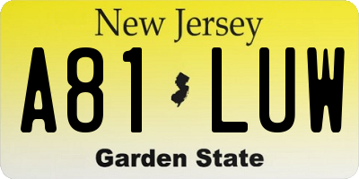 NJ license plate A81LUW