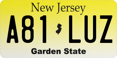 NJ license plate A81LUZ