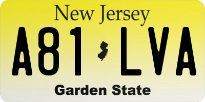 NJ license plate A81LVA