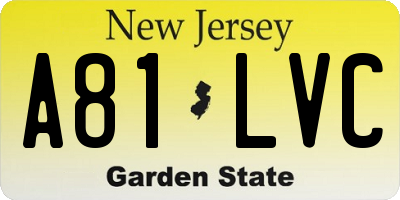 NJ license plate A81LVC