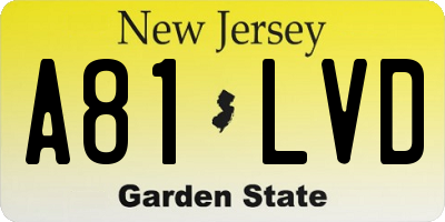 NJ license plate A81LVD
