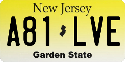 NJ license plate A81LVE