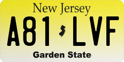 NJ license plate A81LVF