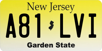 NJ license plate A81LVI