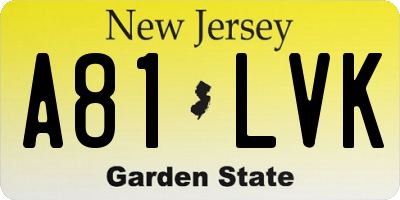 NJ license plate A81LVK