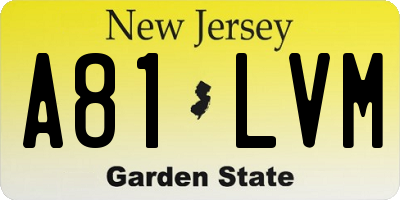 NJ license plate A81LVM