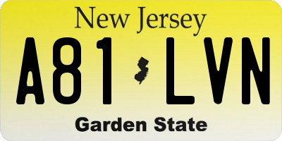 NJ license plate A81LVN