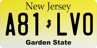 NJ license plate A81LVO