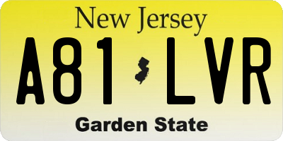 NJ license plate A81LVR