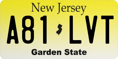 NJ license plate A81LVT