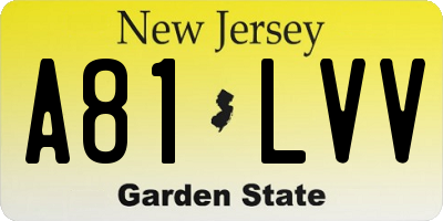 NJ license plate A81LVV