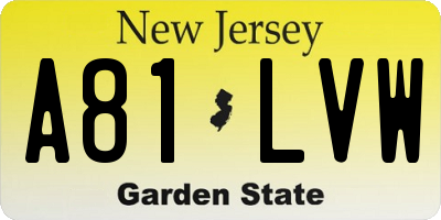NJ license plate A81LVW