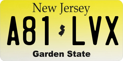 NJ license plate A81LVX