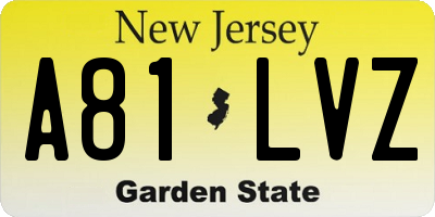 NJ license plate A81LVZ