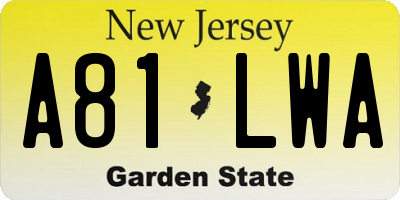 NJ license plate A81LWA