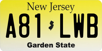 NJ license plate A81LWB