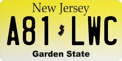 NJ license plate A81LWC