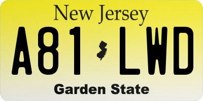 NJ license plate A81LWD