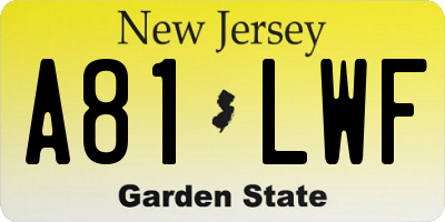 NJ license plate A81LWF