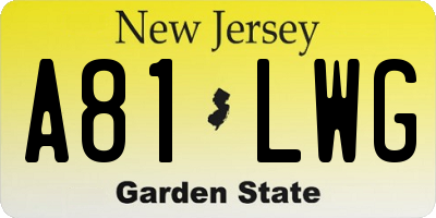 NJ license plate A81LWG