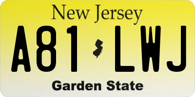 NJ license plate A81LWJ