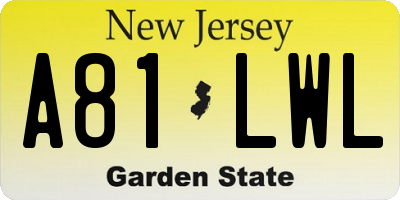 NJ license plate A81LWL
