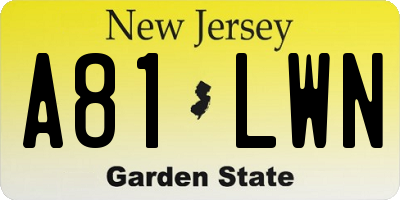 NJ license plate A81LWN