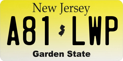NJ license plate A81LWP