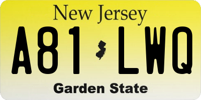 NJ license plate A81LWQ