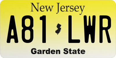NJ license plate A81LWR